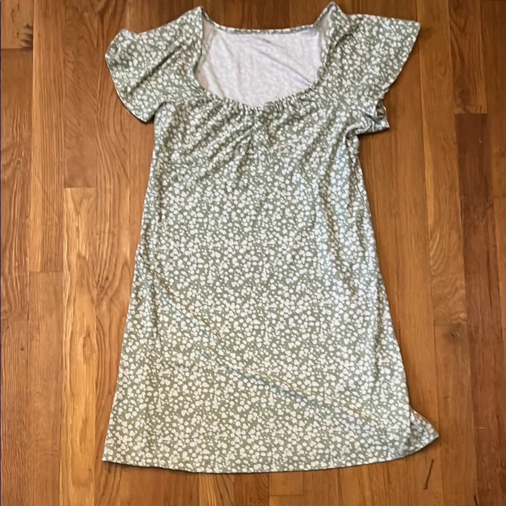 SO Green and White Floral Dress